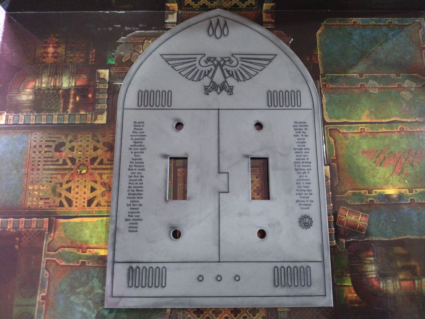 Grim Dark Wargame Light Switch Cover 2x Toggle (Aquila)